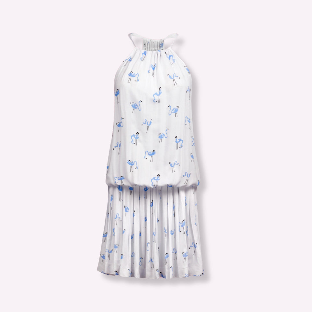 Robe Eté Lestone Imprimé Flamants Roses - Coupe Blousante & Dos Nu