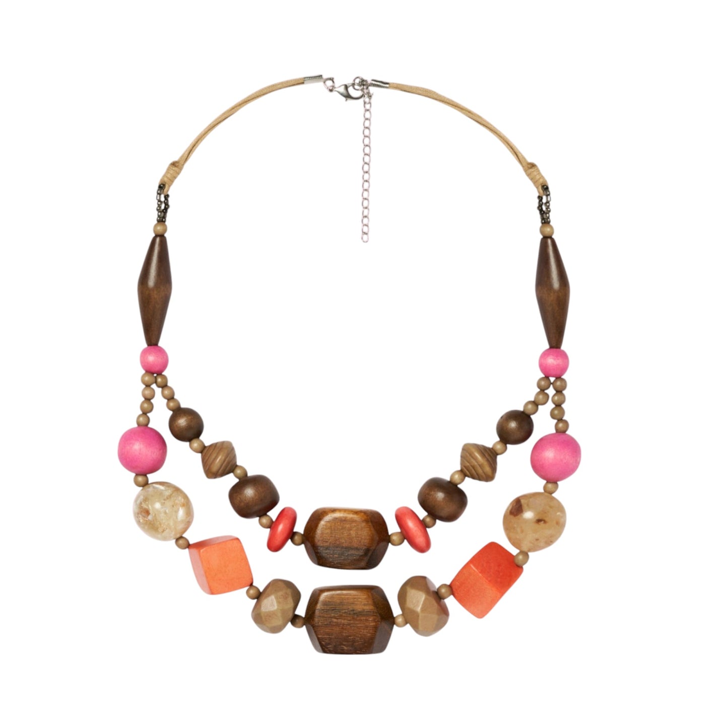 Collier de perles à 2 rangs à forme géométrique