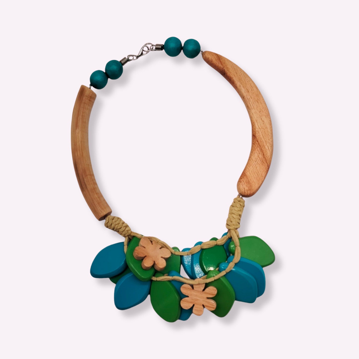 Collier Plastron "Feuillage Tropical" en Bois – Duo de Couleurs Vitaminées