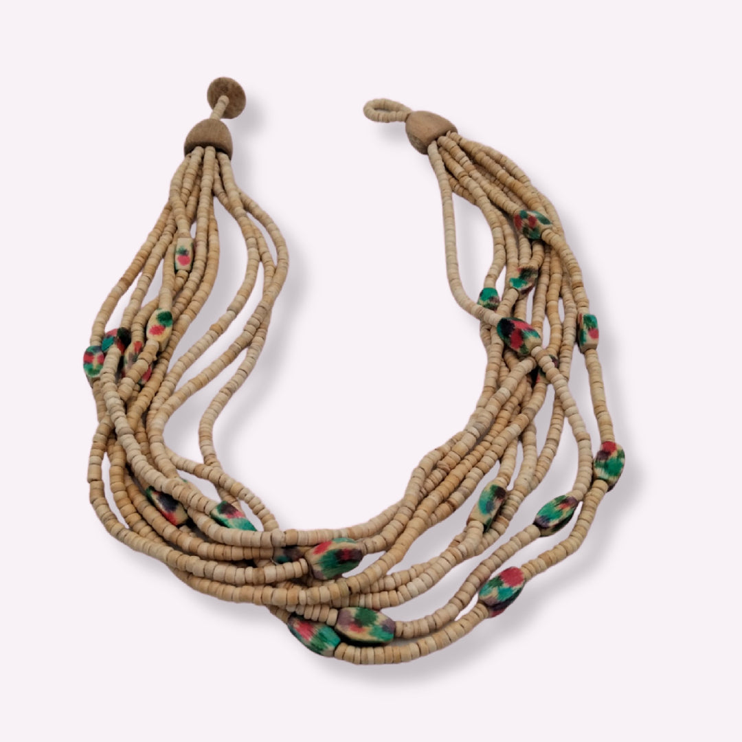 Collier Yandra "Art Nature" : Éclat Saharien et Perles Peintes
