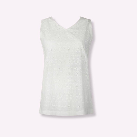 Blouse Enza Blanche Broderie Anglaise  – Style Bohème & Fraîcheur Estivale  YANDRA Collection