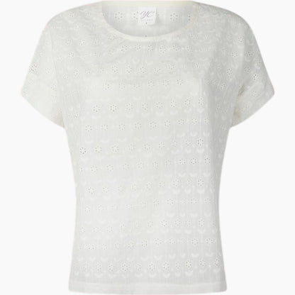 Blouse  Erica col rond Broderie anglaise Blanche –Top Chic & Bohème Yandra Collection