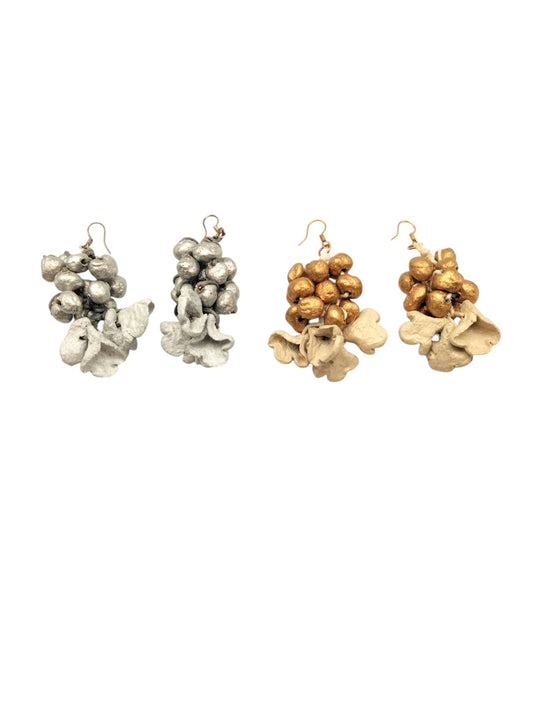 Boucles d'oreilles artisanal "Calis Coco d'Or" faites main à partir de coque de noix de coco