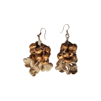 Boucles d'oreilles artisanal "Calis Coco d'Or" faites main à partir de coque de noix de coco