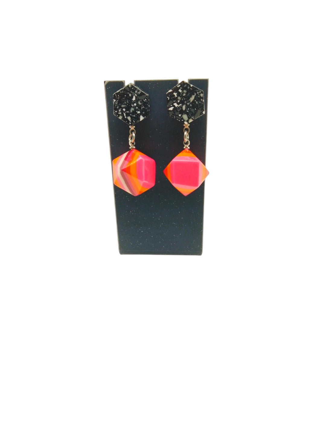 Boucles d'Oreilles Géométriques AZURA - Modèle Hexagone et Prisme