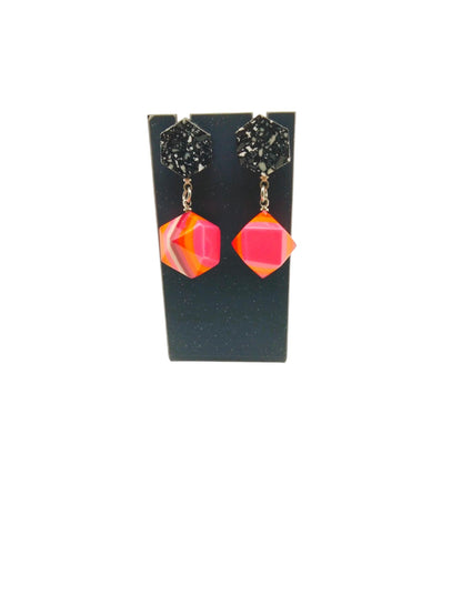 Boucles d'Oreilles Géométriques AZURA - Modèle Hexagone et Prisme