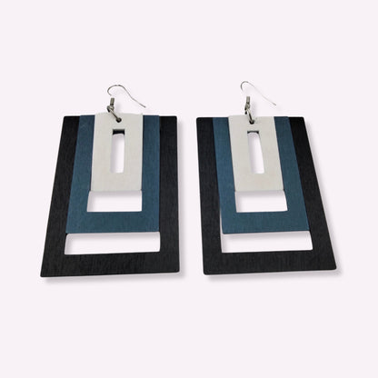 Boucles d'oreilles géométriques en bois pour femme