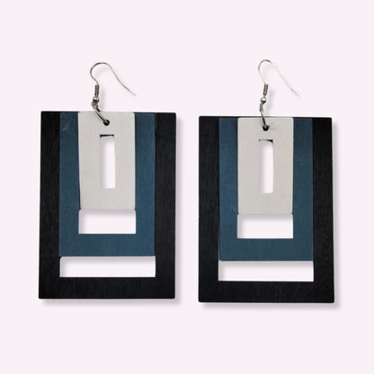 Boucles d'oreilles géométriques en bois pour femme