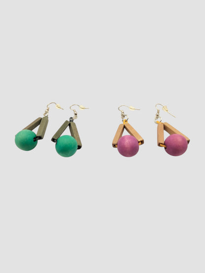 Boucles d’Oreilles Triangles en Bois Fait Main- Bijoux Éco-Chic