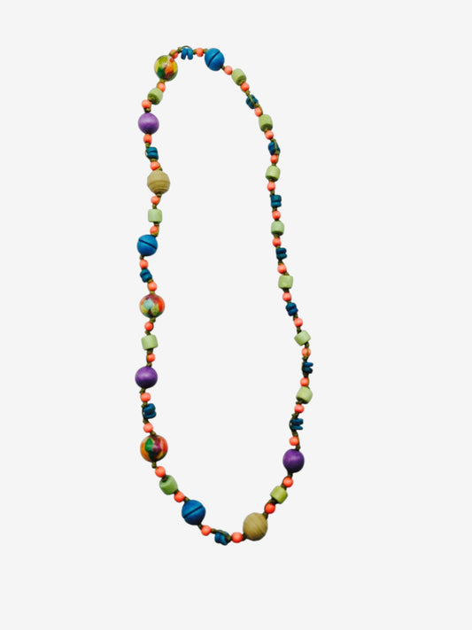 Sautoir "Pop & Nature" en Perles de Bois Multicolores