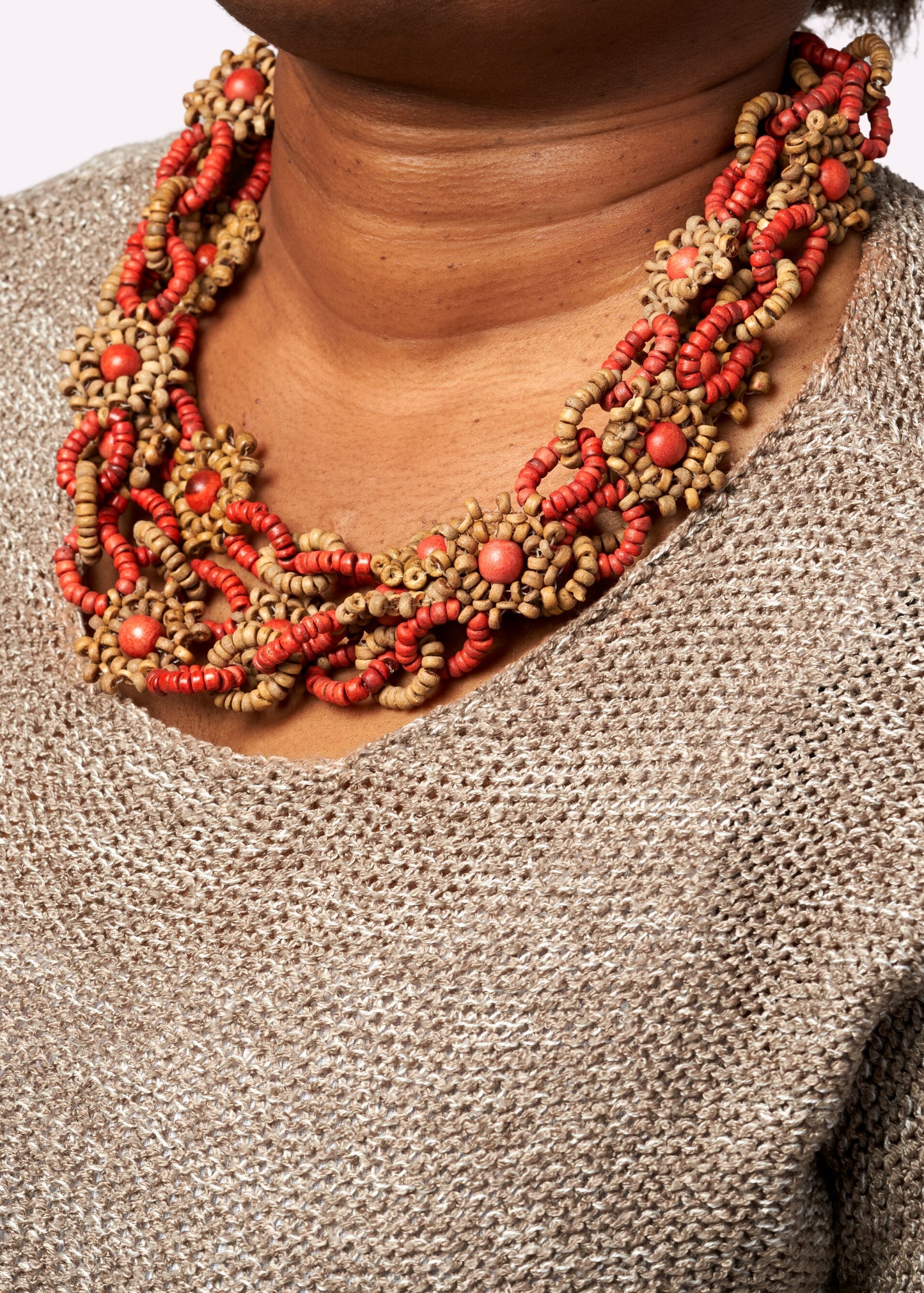 Collier Plastron en Bois Yandra - Bijou Ethnique et Artisanal Multi-Brins