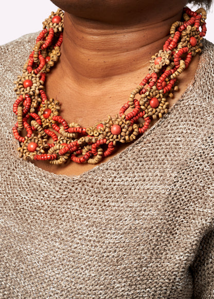 Collier Plastron en Bois Yandra - Bijou Ethnique et Artisanal Multi-Brins