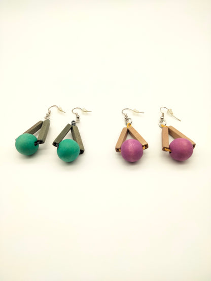 Boucles d’oreilles triangle pendantes fait main