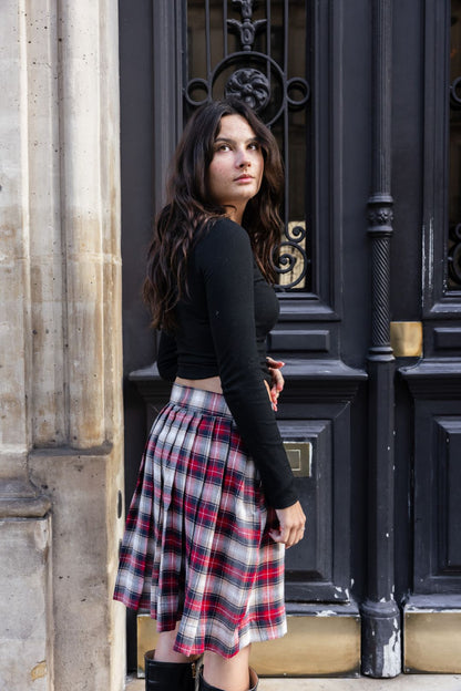Jupe Courte Artisanale à Carreaux Tartan - Coupe Patineuse Faite Main