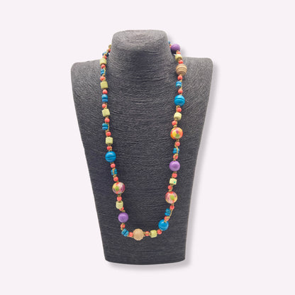 Sautoir "Pop & Nature" en Perles de Bois Multicolores