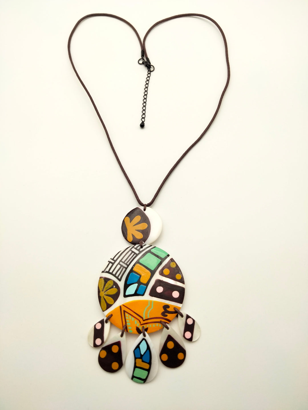 Sautoir Ethnique Yandra à pendentif Graphique Multicolore