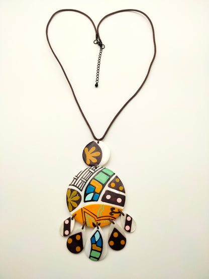 Sautoir Ethnique Yandra à pendentif Graphique Multicolore