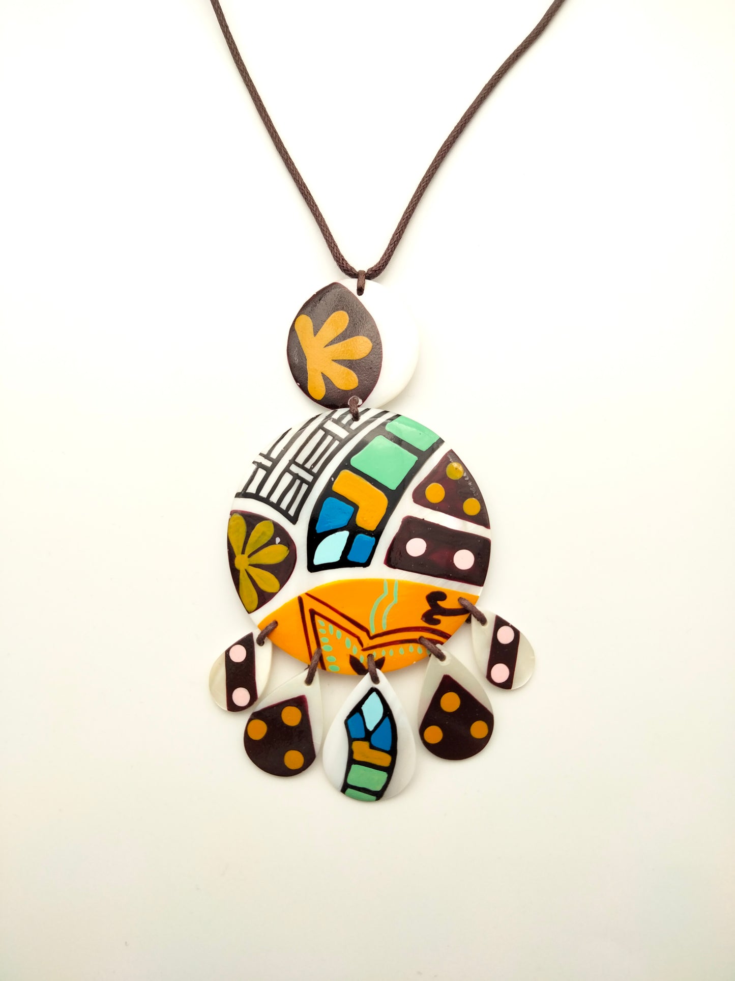 Sautoir Ethnique Yandra à pendentif Graphique Multicolore