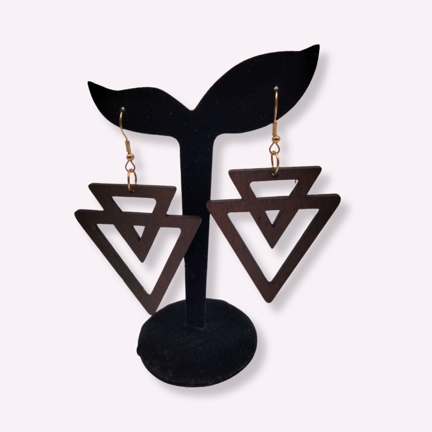 Boucles d'Oreilles en bois, Double Triangle inversé