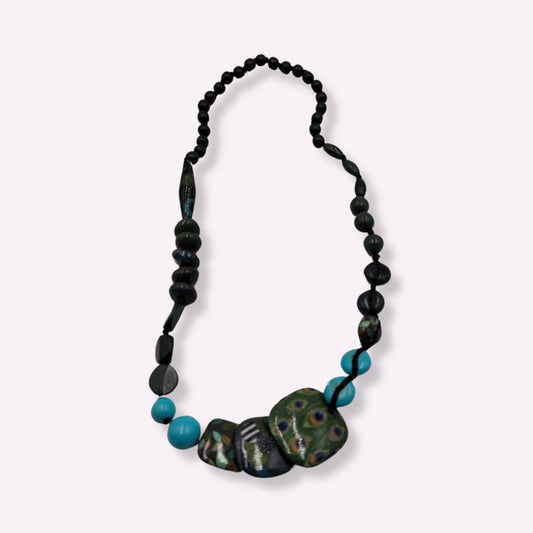 Collier Femme à imprimé paon vert