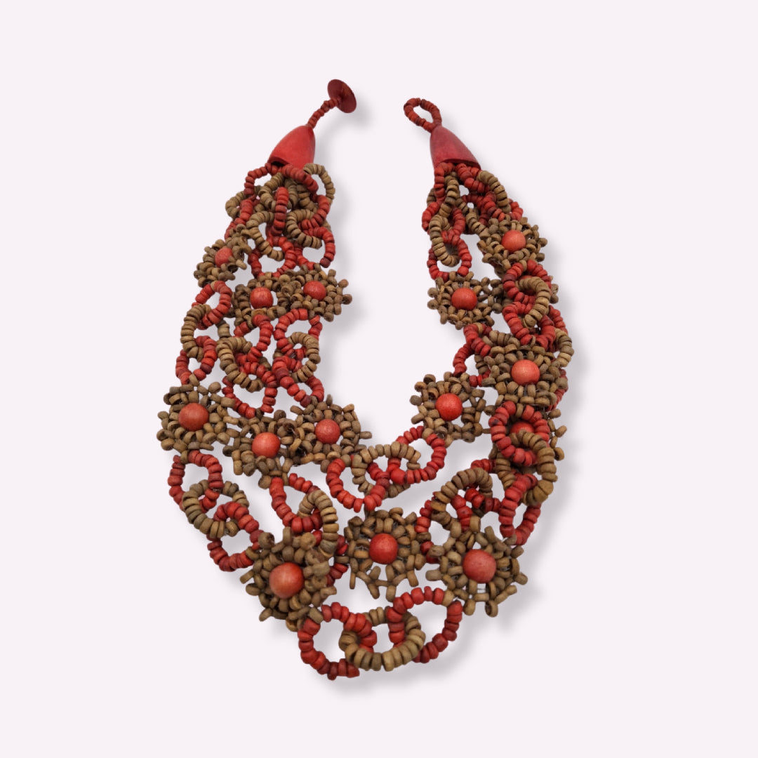 Collier Plastron en Bois Yandra - Bijou Ethnique et Artisanal Multi-Brins