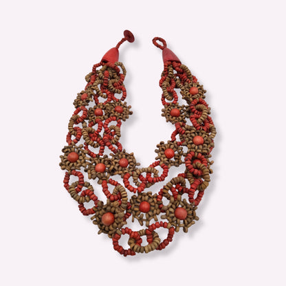 Collier Plastron en Bois Yandra - Bijou Ethnique et Artisanal Multi-Brins