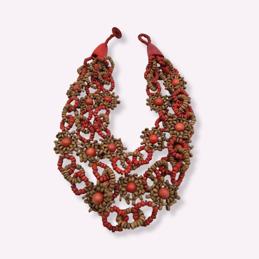Collier Plastron en Bois Yandra - Bijou Ethnique et Artisanal Multi-Brins